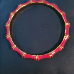 NWOT- Stella and Dot fuschia pink and gold enamel bamboo bangle